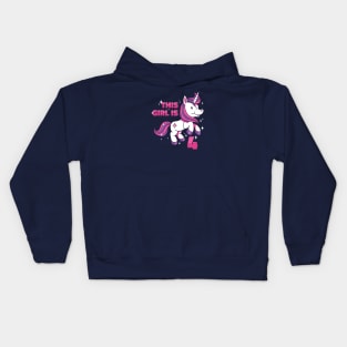 Cute Unicorn Birthday | This Girl Is Now 4 Kids Hoodie